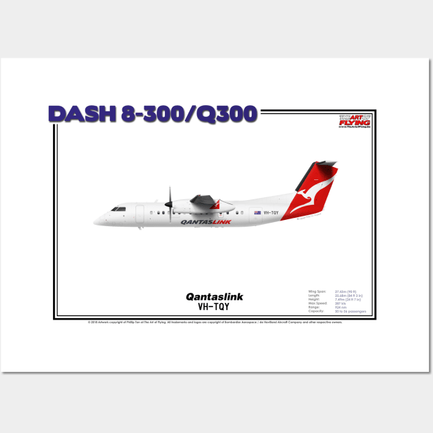 DeHavilland Canada Dash 8-300/Q300 - Qantaslink (Art Print) Wall Art by TheArtofFlying